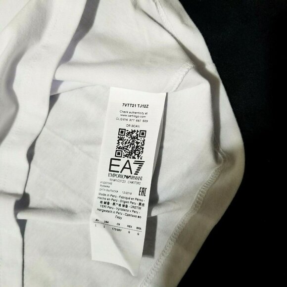 EMPORIO‎ ARMANI Women's T-Shirt EA7 Logo White Size Large - Picture 8 of 9